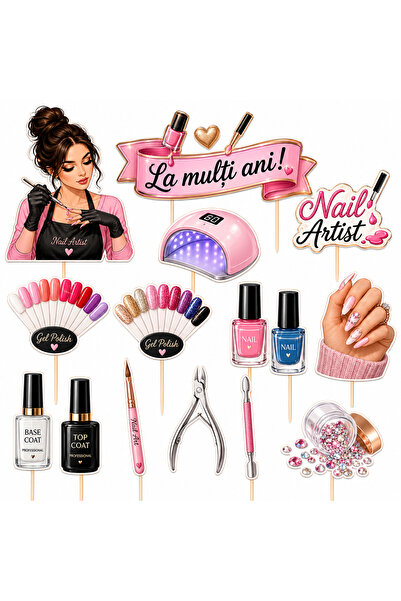 DecoParty Set de decorațiuni pentru tort – Tematică ARTIST DE NAIL ART, 14 pi...