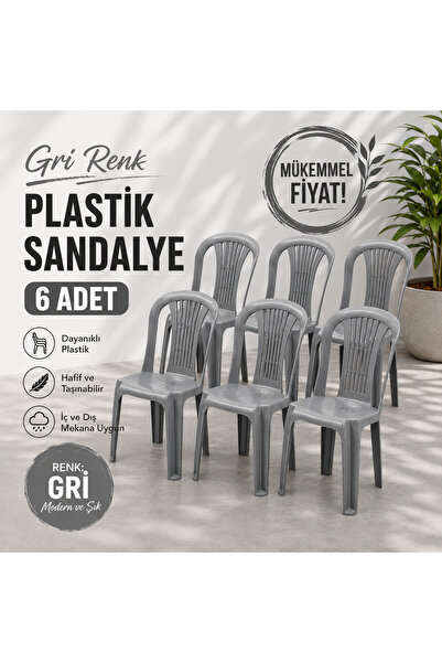 BERTU 6 Adet Plastik Sandalye Kolsuz