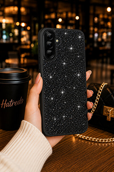 Hatreds Samsung Galaxy A35 Uyumlu Parlak Taşlı Kılıf - Siyah
