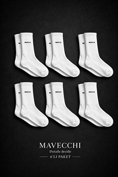 MAVECCHI 6 Pairs Boxed Premium Women's White Cotton Seamless Tennis Socks Lon...