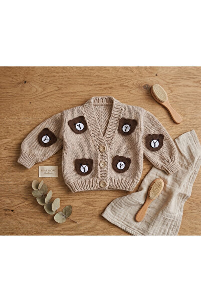 Barzey crafts Hand Knitted Bear Baby Boy, Children's Cardigan