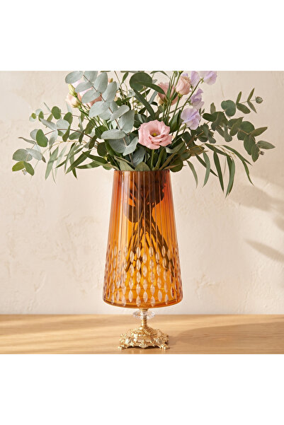 AKDEN STORE Glass Hand-Cut Premium Decorative Vase - Flower Holder
