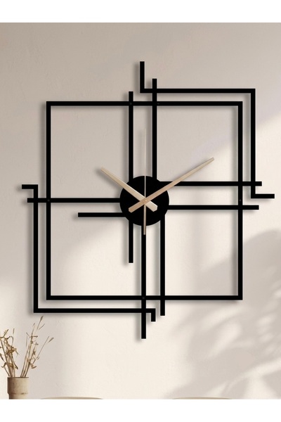 Modern Tasarım Geometrik Şekilli Metal Duvar Saati - Sessiz Çalışan Metal Saat