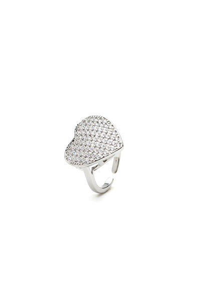 ElectraStore Inel Reglabil Argintiu Heart of Sparkles