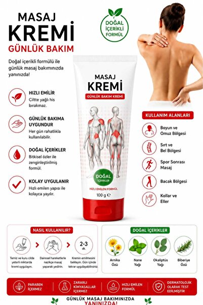 Masaj Kremi 100 g | Günlük Vücut Bakım Kremi | Doğal İçerikli Formül