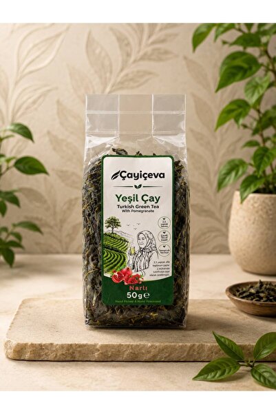 ÇAYİÇEVA Handmade Pomegranate Green Tea, Natural Black Sea Tea 50 Gr