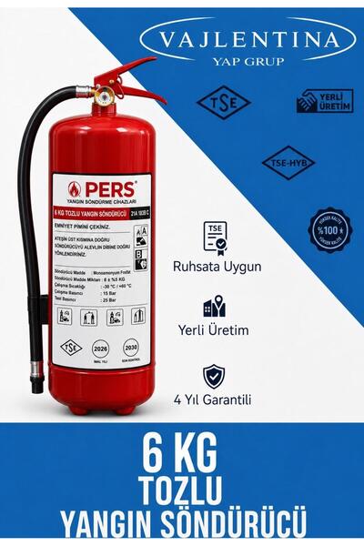 VALLENTİNA 6 Kg Kuru Kimyevi Tozlu Yangın Söndürme Tüpü TSE-HYB/CE BELGELİ 4 ...