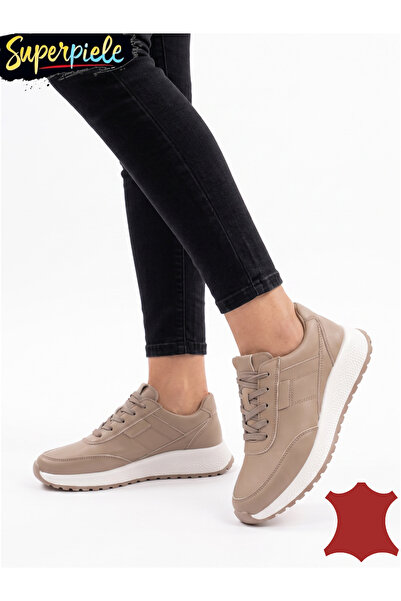 ANGEL BLUE Sneakers din piele naturală – talpă groasă 4 cm