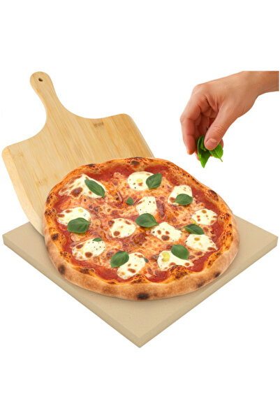 KESNUP Set pentru coacerea pizza, format din piatră de cordierit și spatulă d...