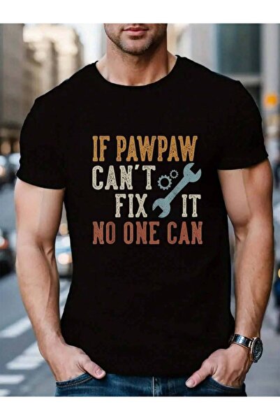9TAY تي شيرت رجالي أسود للعطلات بياقة دائرية وأكمام قصيرة، 100% قطن، بتصميم م...