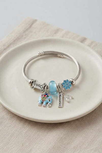Inure Jewelry سوار على شكل فيل باللون الأزرق