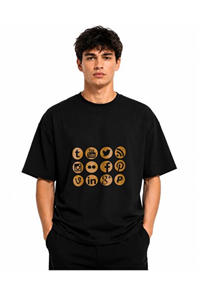 Inscriptie Tricou Unisex Bumbac Premium Casual " Social media bronz "