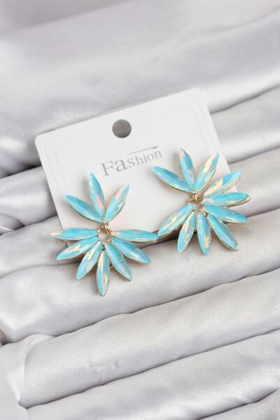 Skygo Ice Blue Color Crystal Stone Lotus Model Women's Earrings Tj-Bkp11914