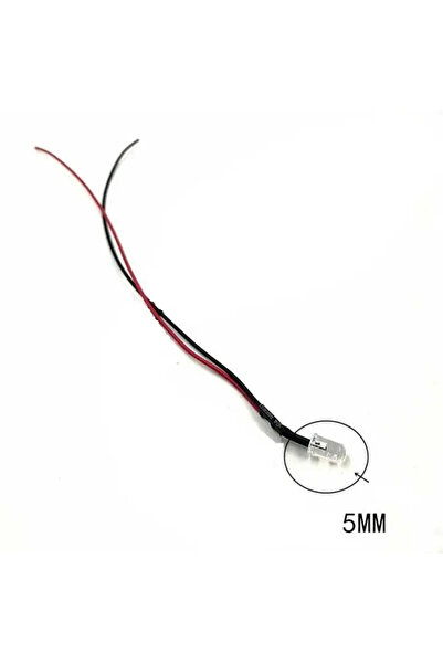 OEM LED roșu de 12V, 5mm, cu fire de 20 cm