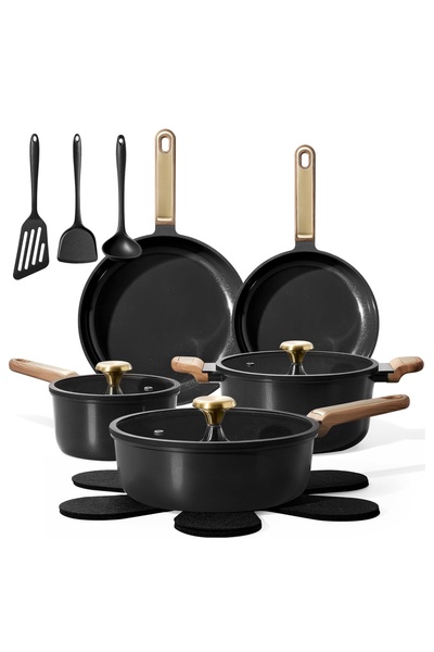 CAROTE 16-Piece Ceramic Non Stick Cookware Set, PTFE & PFAS Free, Non Toxic, ...