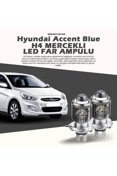 Furens Hyundai Accent Blue Mercek Led Xenon Uzun - Kısa Tek Renk Beyaz