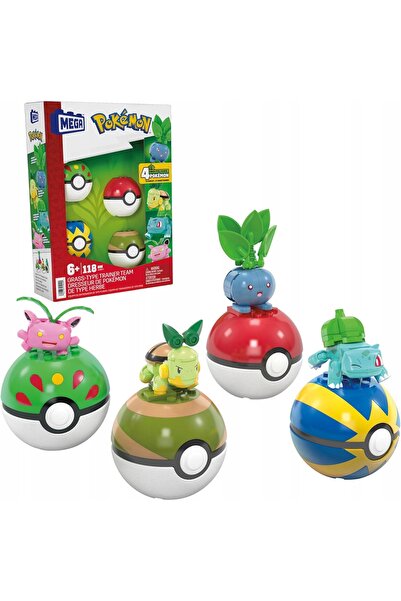 Megamop BLOCURI DE CONSTRUCȚIE POKEMON TIP PLANTĂ 118 ELEMENTE 4 FIGURI