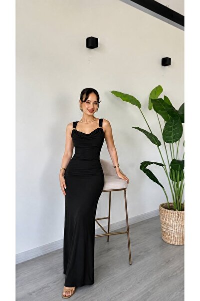 Butik UZUN ZARİF TAŞ DETAY DAVET ELBİSESİ