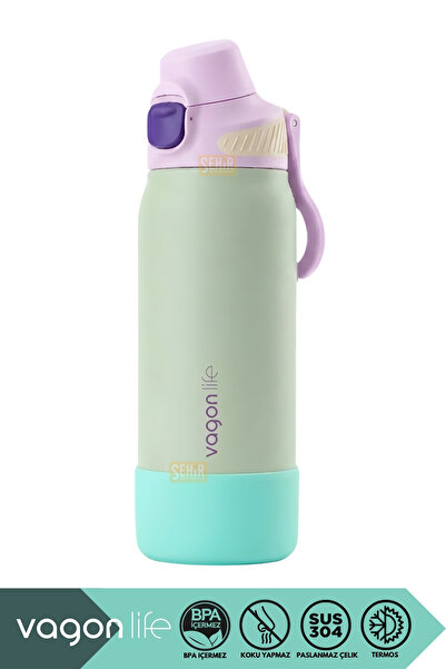 Vagonlife 700ml Yeni Koleksiyon Düz Renkli Pipetli/Pipetsiz Kullanım Kulplu K...