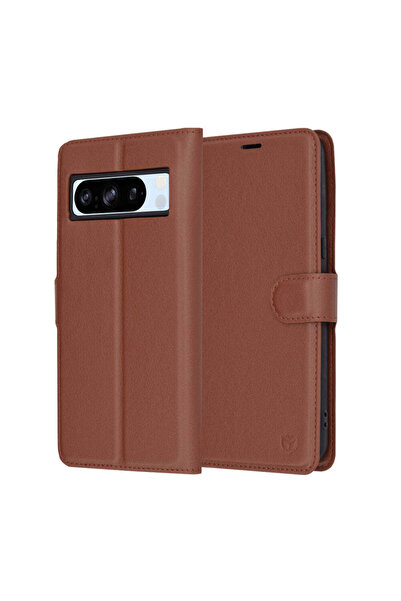 Techsuit Husă pentru Google Pixel 8 Pro, tip portofel din piele, maro - maro