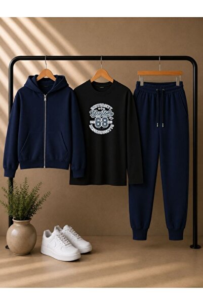 armicem Armikids 3-Piece Unisex Set Printed Hooded Jacket and Long-Short Slee...