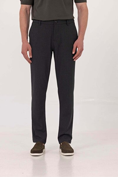 Sabri Özel Antrasit Yanı Lastikli Köprülü Kemerli Slim Fit Jogger Pantolon