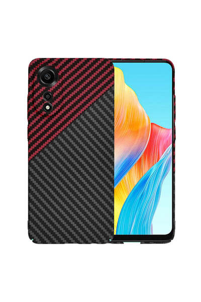Techsuit Husă pentru OPPO A78 4G, Carcasă din fibră de carbon, roșu închis - ...