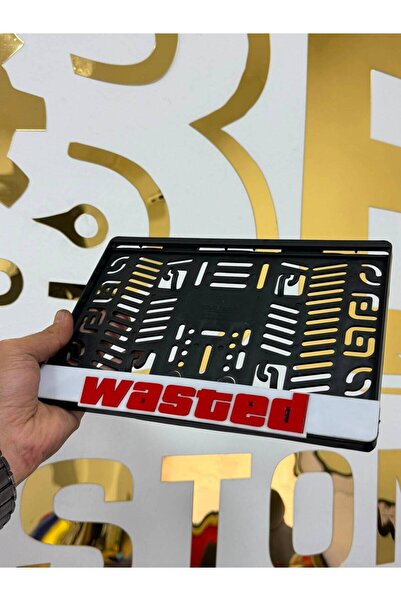 B&E Customs Lazer Wasted Yazılı Pleksi Motor Plakalığı Beyaz Zemin Kırmızı Ya...
