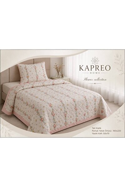 Kapreo Home Flower Collection Pamuk Çarşafsız Pike Seti Çiçek Çok Renkli