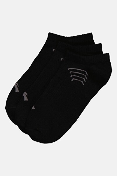 Anta Kids Boy 3 Pairs Brand Logo Ankle Socks, Black