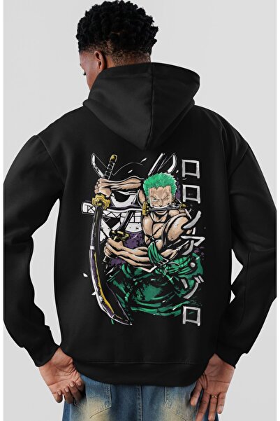 SEVBANO هودي قطني ممشط كبير الحجم للجنسين مطبوع عليه One Piece Roronoa Zoro A...