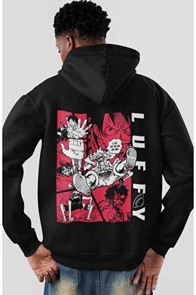 SEVBANO One Piece Monkey D. Luffy Anime Back Printed Unisex Oversize Combed C...