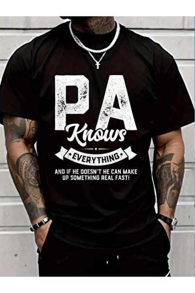 9TAY 100% Cotton Pa Knows Everything Shirt 60th Gift Funny Father's Day T-Shi...