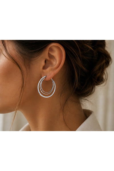 BURCU JEWELRY Luna Duo Double Layer Hoop Earrings