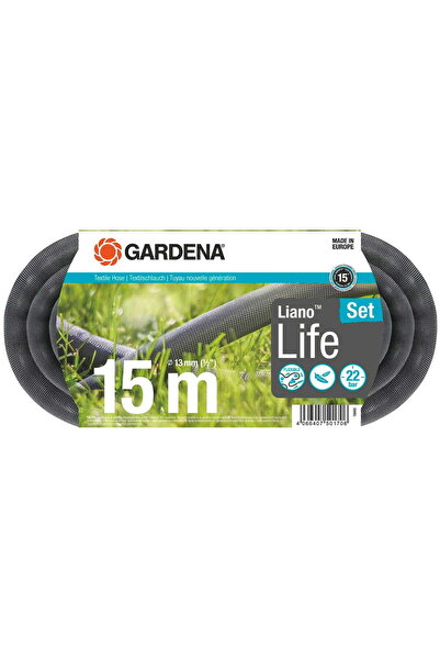 Gardena 18445-20 Λάστιχο Υφασμάτινο Liano Life 1/2"-15m Σετ με Ακροφύσιο & συ...