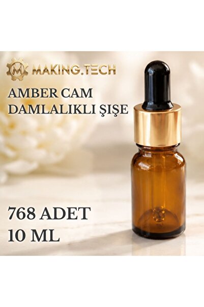 HORECA MARKET 768Pcs 10ml Amber Glass Dropper Bottle – Empty Cosmetic Oil and...