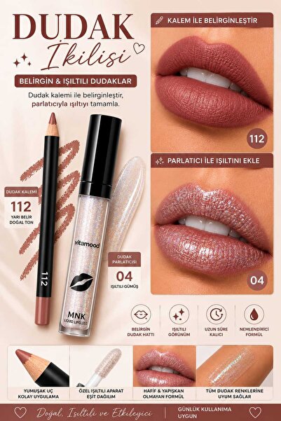 VitaMood Yaşam Lip Liner & Lip Gloss Duo Set – Defined Lips and a Shimmering ...