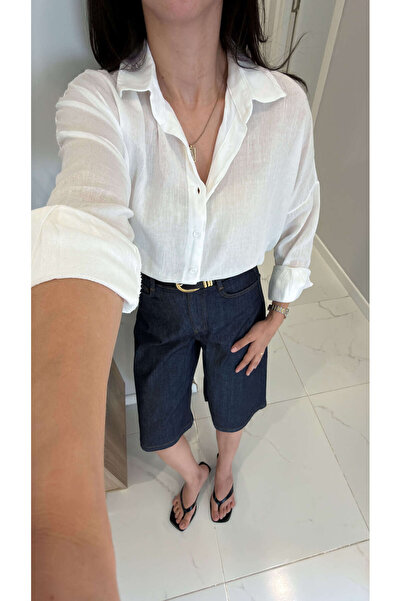 BİRCANÇİL Verani Beyaz Oversize Basic Gömlek