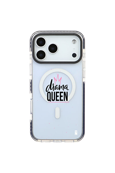 Casen iPhone 17 Pro Yanları Siyah Magsafe Arty Şeffaf Drama Queen Tasarımlı P...
