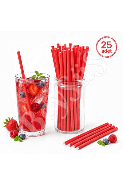 BeySüS Party Paper Straws 25Pcs Red