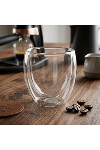 Yıldızan Albemo Double Wall Borosilicate Glass Mug - 250 ml Heat Resistant, A...