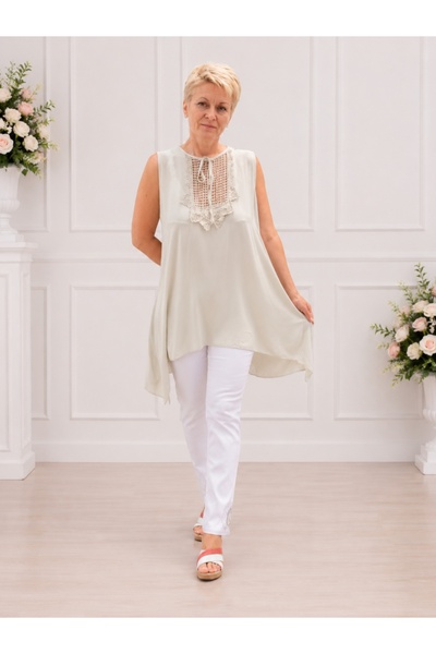 OEM Bluza casual,de vara fara maneca ,nuanta de crem