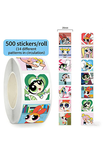 Choice 500pcs 500pcs Powerpuff Girls Roll Stickers14 Patterns Cartoon Vinyl W...