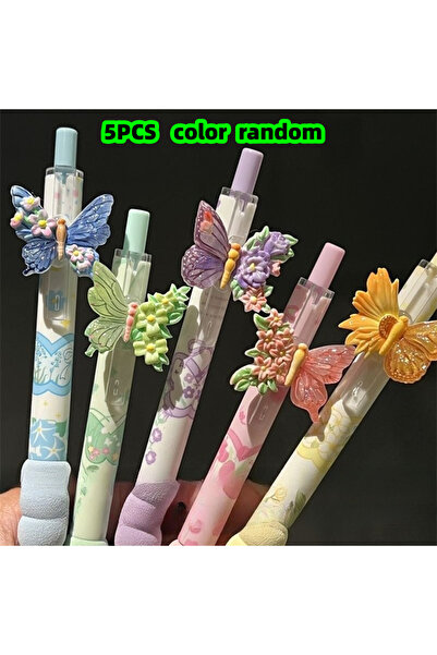 Choice 5Pcs Random Color 5-Piece Set of Black Gel Pens with Random Colors and...