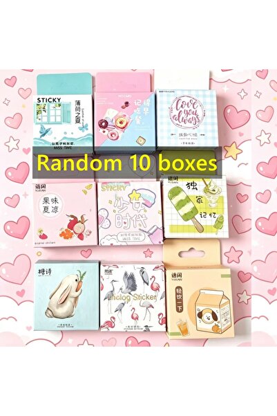 Choice 10 صناديق عشوائية من ملصقات القرطاسية اللطيفة بتصميم النباتات والطعام،...