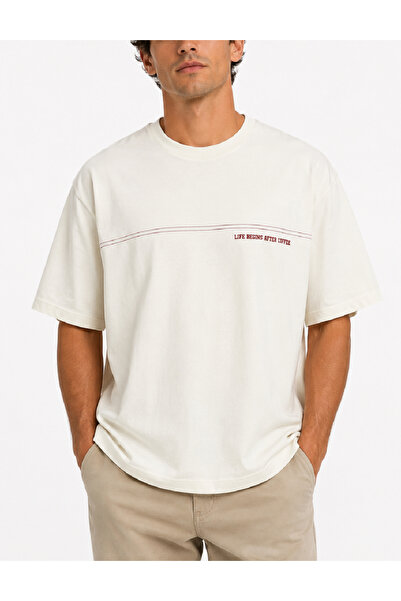 Evendi T-Shirt - Λευκό - Χαλαρή εφαρμογή