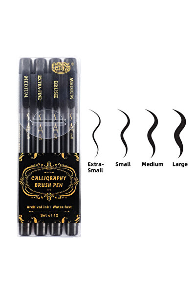 Choice 4 black pen 4 Pcs Black Hand Lettering Calligraphy Pen Set Drawing Wri...