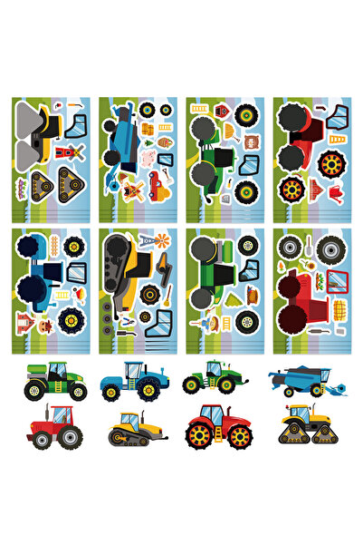 Choice1 8PCS 8/16/24PCS Puzzle Stickers Cartoon Engineering Car Make a Face S...