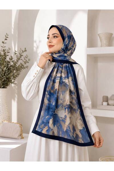 Sfg Life Moda Floral Patterned Medina Silk Framed Shawl