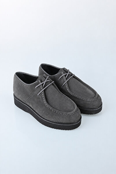 Bisse Anthracite Leather Genuine Ribbed Shoes